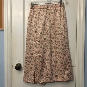 Vintage long skirt with silvery rose pattern